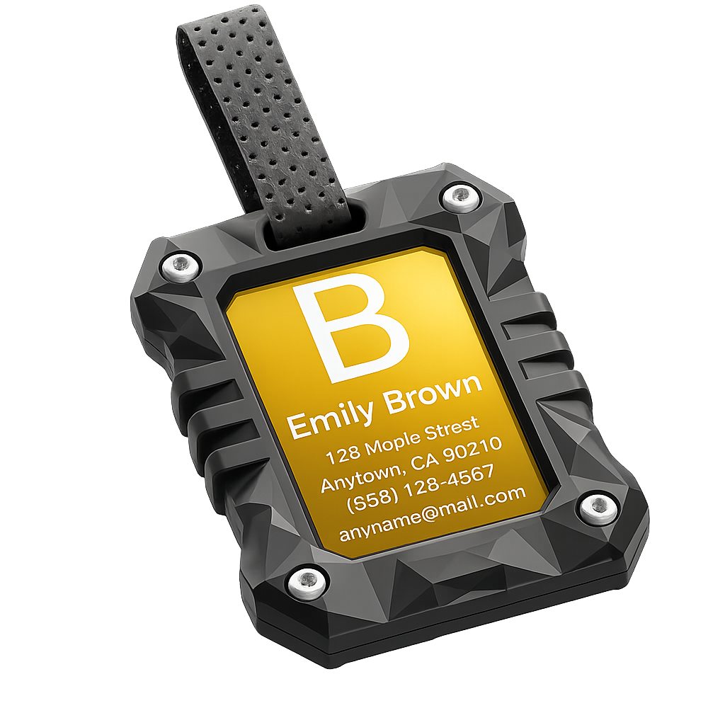 Rugged tactical tag with gold engraved plate